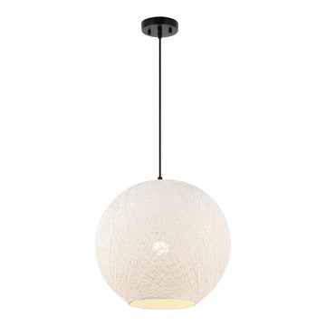Lacey Bohemian Minimalist Iron/Rope Woven Globe LED Pendant - JONATHAN Y
